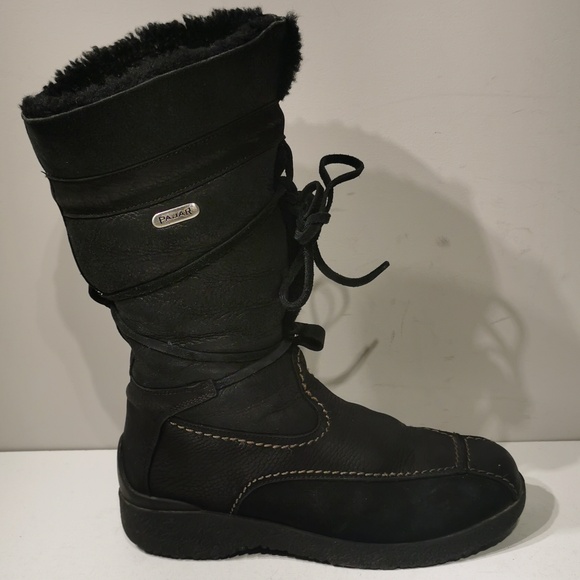 Pajar Womens Boots Winter Snow Leather Suede Black Wedge 12" - Picture 3 of 8